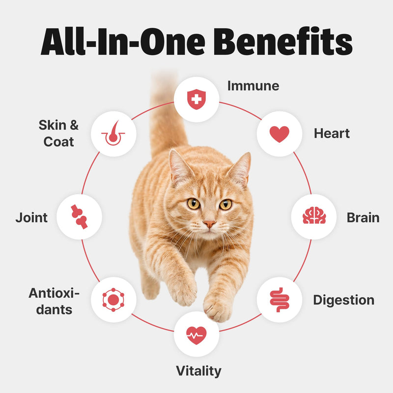 Cat Immune Multivitamin Supplement – 9 in 1 Lickable for Immune Support, with Probiotics, Omega-3, Vitamins & Beta-Glucan – Daily Immunity Support for Cats, Chicken Flavor with Goat Milk, 30 Tubes