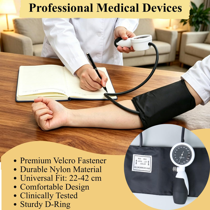 MaiWieel-Palm Style Aneroid Sphygmomanometer,Latex-Free Manual Blood Pressure Cuff Cuff,European Cuff 8.7-16.5",Come with Carrying Bag for Nurse Doctor,Home Use,Black