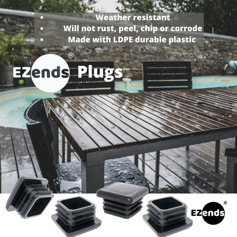 Premium Grade 1 Inch (10-14 Gauge) Extra Durable Polyethylene Square Tubing End Caps (50 PK) Plastic Plugs/End Caps/Plastic Plugs for Square Tubing/Black Plastic Square Plugs/Cap Plug 50 10/14 USA