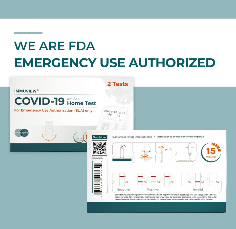 COVID-19 Antigen Home Test, FDA EUA at-Home Self Test, Non-invasive Nasal Swab, Easy to Use and Results Within 15 Minutes (1 Pack, 2 Tests Total)