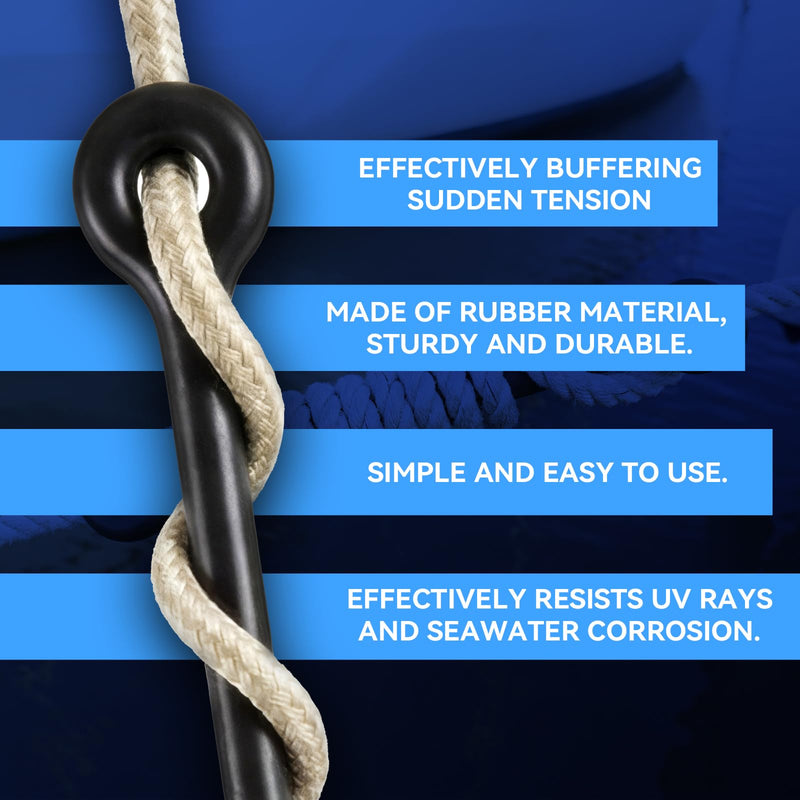 1 Pack 19.5'' Boat Snubber Dock Line Absorber Shock Marine Boat Mooring Line Rubber Snubbers Heavy Duty Flexible Marine Bungee for 7/16"-5/8" (12-16mm) Reducing Impact Noise Secure Mooring 1