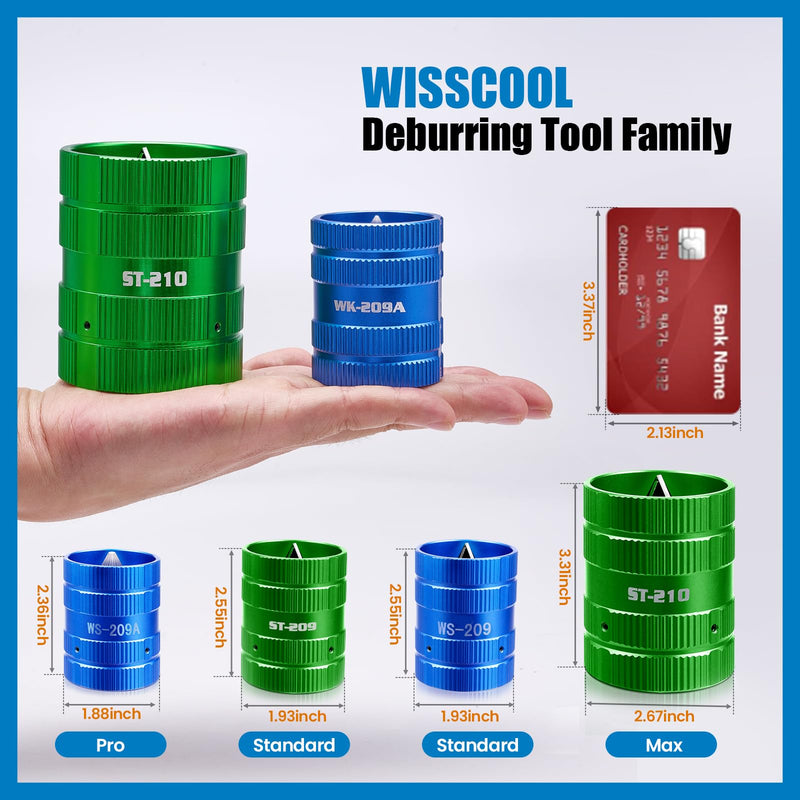 WISSCOOL 1/4" to 2-1/4" Deburring Tool PlumbingTools Pipe Reamer Copper Pipe Cleaner Removing Burr Tools for Inner Outer Copper PVC Metal Aluminium(Green-Max) Green-Max 1/4" to 2-1/4"