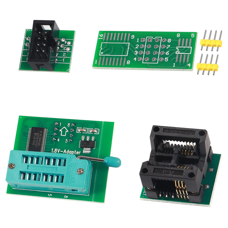 SOIC8 SOP8 Test Clip EEPROM Flash BIOS USB +1.8V Adapter + Soic8 Adapter Programmer Module Kit Set for EEPROM 93CXX / 25CXX / 24CXX + CH341A 24 25 Series