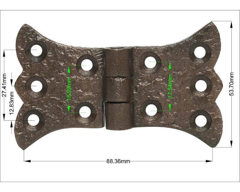 SKANDH Butterfly Iron Hinges for Doors Gates, Cabinets, Barn Door Hardware, Antique Copper Powder Coated (3.35 Inch, Pack of 2)