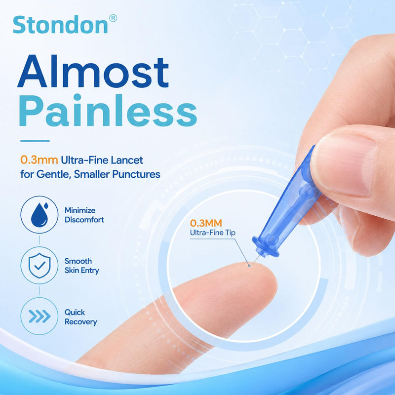 Stondon Blood Glucose Test Strips and Lancets, 50 Test Strips + 50 Lancets, Compatible with Stondon G430/G520/G425-3 Glucose Meters, No Coding Blood Sugar Testing Supplies