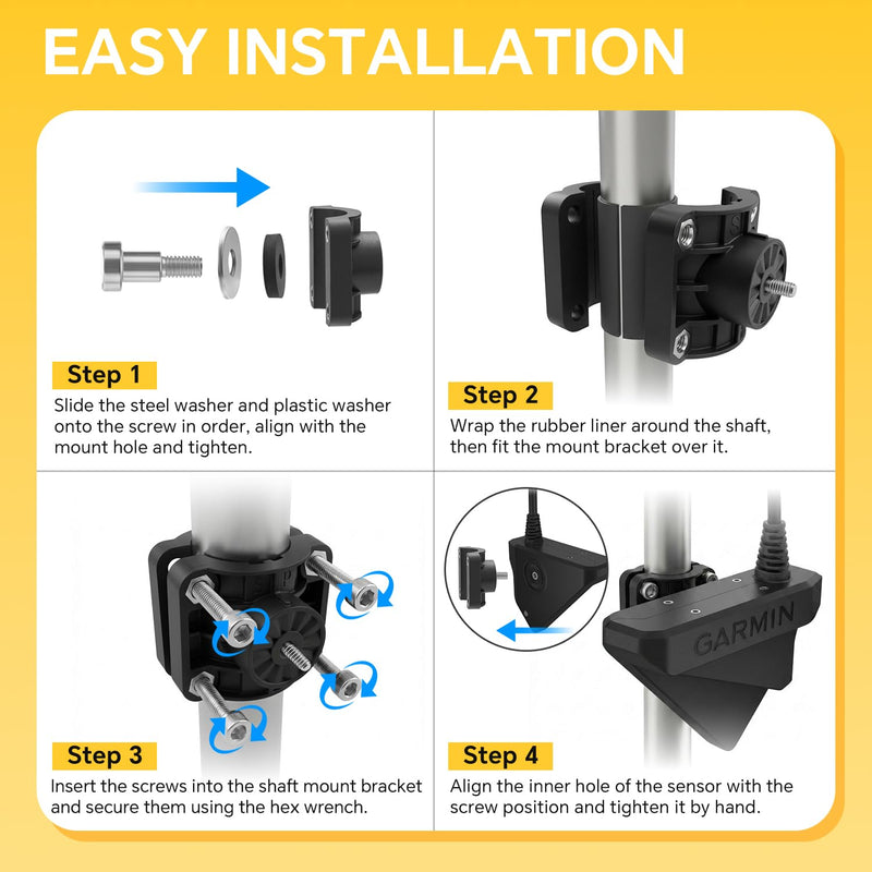 0 Degree Livescope Pole Mount Replacement for 010-12676-15, Compatible with Garmin Panoptix LVS32 Transducer, Trolling Motor Shaft Mount for LiveScope Ice Fishing Bundle & LiveScope System