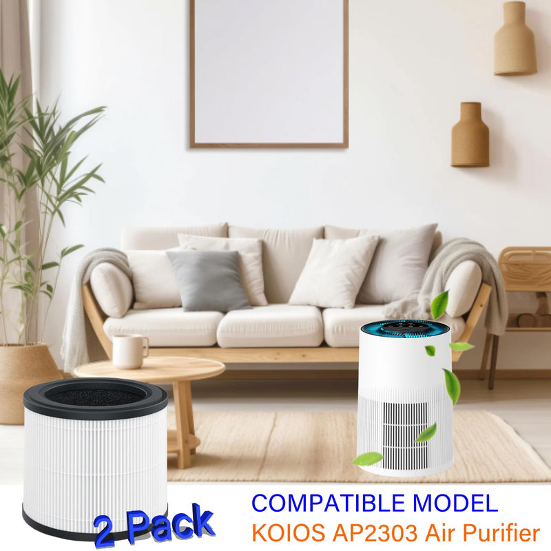2 Pack AP2303 Replacement Filter for AP2303 Air Purifier, 3-in-1 with High-Efficiency Activated Carbon and Pre-Filter