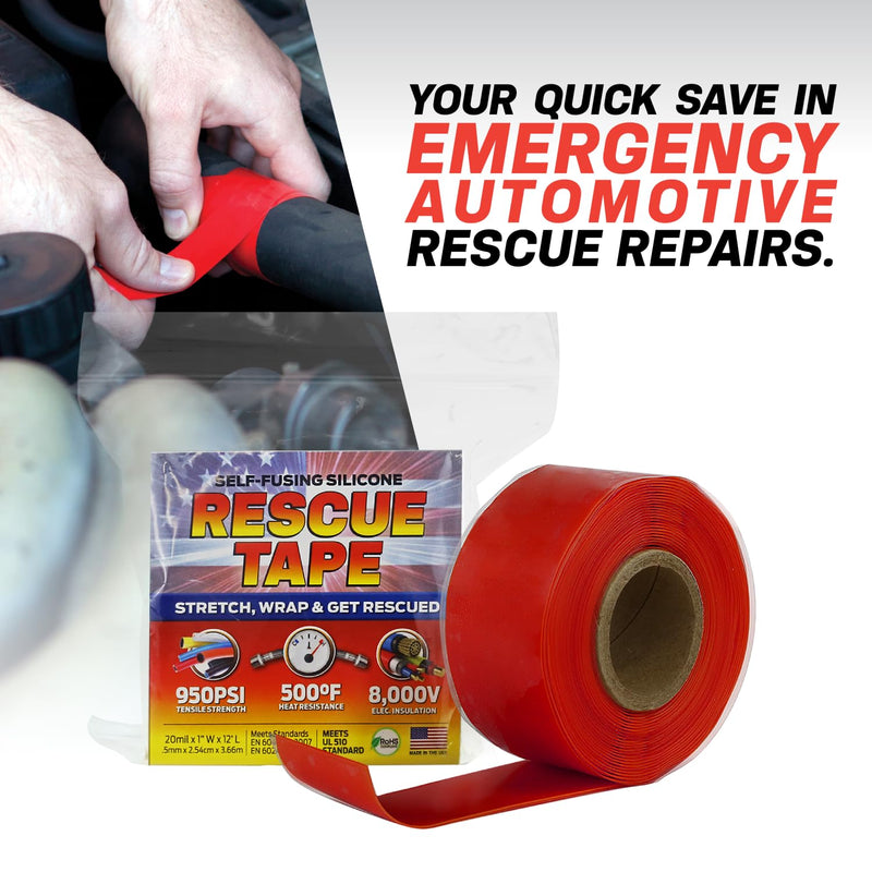 Bond It Rescue Tape, Self-Fusing Silicone Tape, Emergency Plumbing Pipe & Radiator Hose Repair, Electrical Insulation, Waterproof, 950PSI, 1" Width x 36' Length x 0.02" Thick, Made in USA, Black Black (36'L)