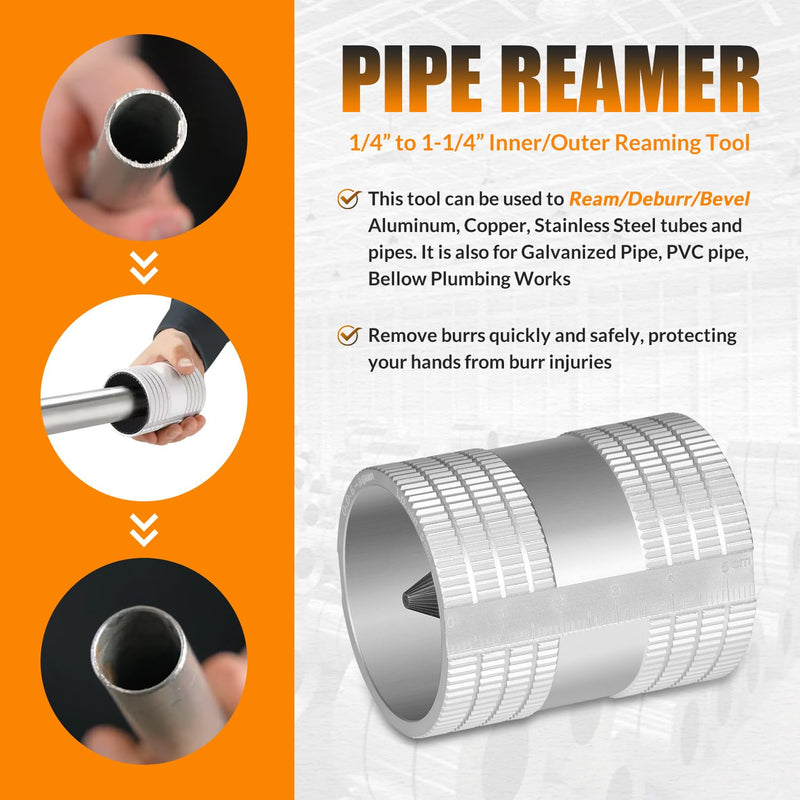 1/4" to 1-1/4" Inner/Outer Reaming Tool, Replace for 29983 Model 223S Reamer, Ream/Deburr/Bevel Aluminum, Copper, Stainless Steel Tubing and Pipe