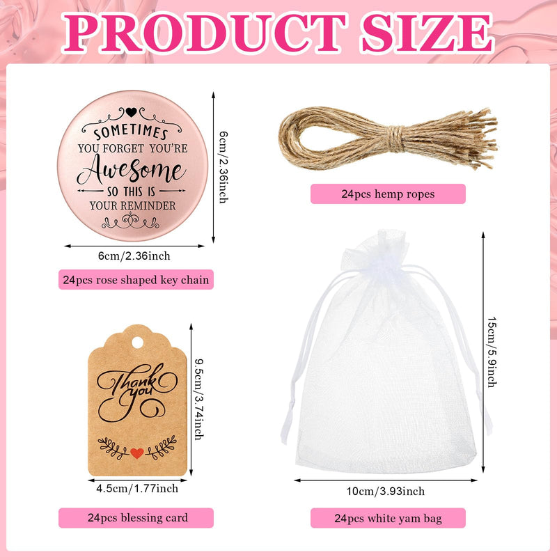 Soaoo 24 Set Inspirational Compact Mirror Bulk Metal Round Shell Sometimes You Forget Your Awesome Gifts for Women Appreciation Double-Sided Purse Mirrors Employee Coworker Women Day Wedding Gift