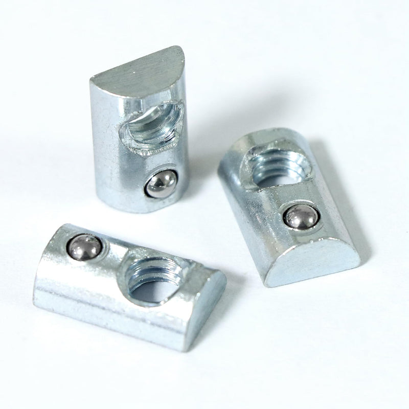 1/4"-20 Threaded Steel Roll in T-Nut with Ball Spring, T-Slot Nuts Accessory Hardware Nuts for 10 Series Aluminum Extrusion Profiles Rail (20) 20