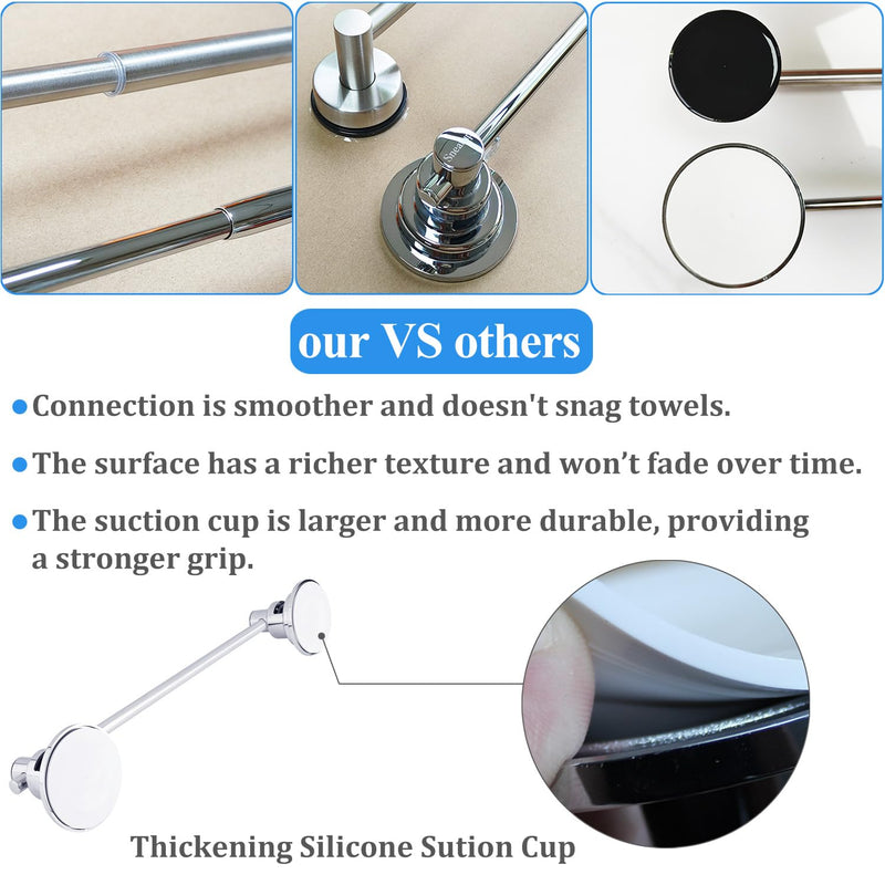 Suction Cup Extendable 17-29" Stainless Steel Towel Bar (Chrome Plating) Chrome Plating