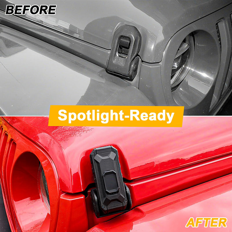 Locking Hood Latch for Jeep Anti-Theft Security Lock Catch Accessories with Keys, Dust & Water Resistant, Compatible with 2018-2025 Jeep Wrangler JL JLU 4XE & Gladiator JT, 1 Pair, Black