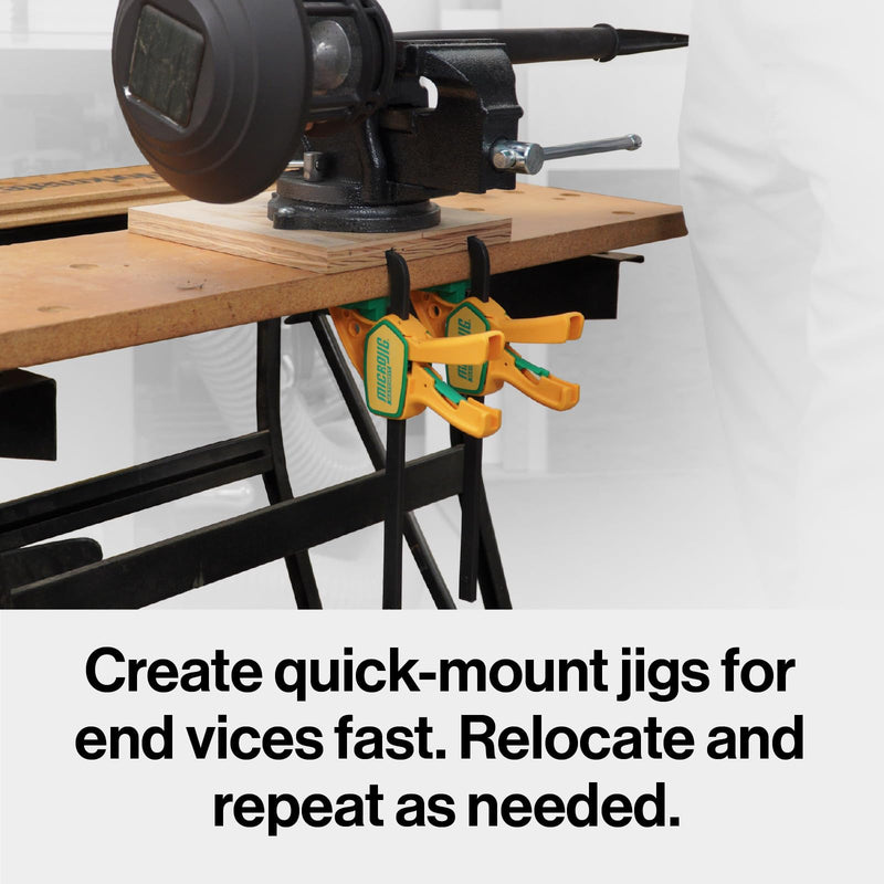 Grr-rip Clamps by Microjig, 2-Pack, Dovetail Track Clamps, Squeeze Action Dovetail Clamps for Jigs, Sleds, Workbenches, DVC-625QCK2, Yellow