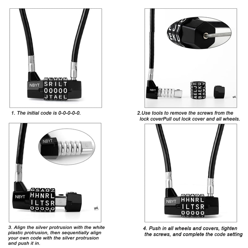 5-Word Resettable Combination Lock, Letter Lock- Home Security Padlock with 8mm Anti-Theft Cable for Garden Gates, Glass Doors, Pool, Refrigerator,Bikes, Gates, Storage (22''(Locking Span 11'')) 22''(Locking span 11'')