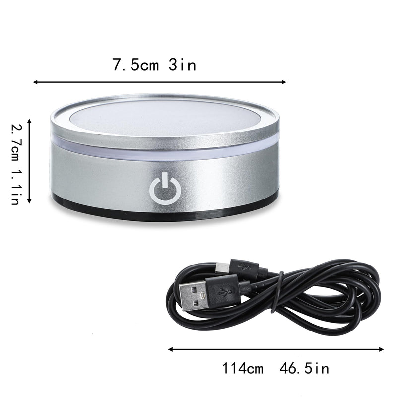 ZEERSHEE LED Light Base for Acrylic 3D Glass Resin Art Colorful Lighted Round Display Stand Battery/USB Power(Flat) Round-A