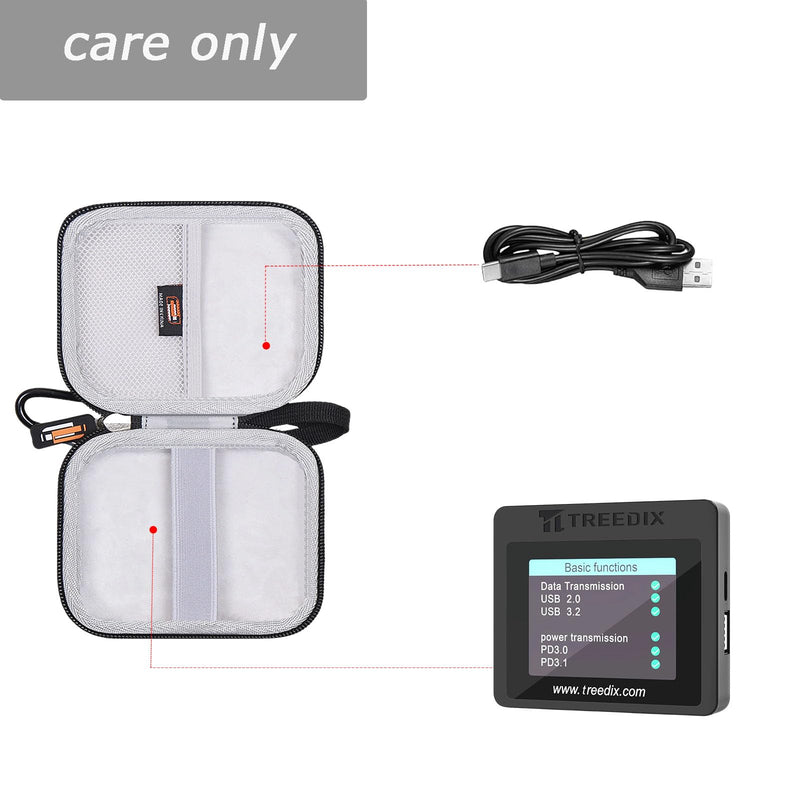 Hard EVA Carry Case Compatible with Treedix USB Cable Tester, Protective Storage Box for Treedix USB Cable Tester, Waterproof, Dustproof, Shockproof (Case Only)