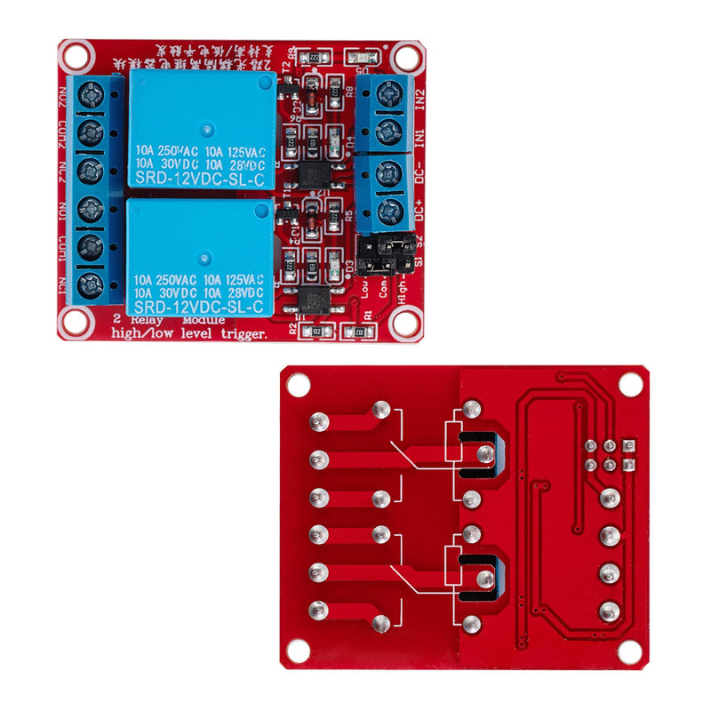 4PCS DC 12V 2 Channel Relay Module with Isolated Optocoupler Supports High and Low Level H/L Level Trigger Module Triggered