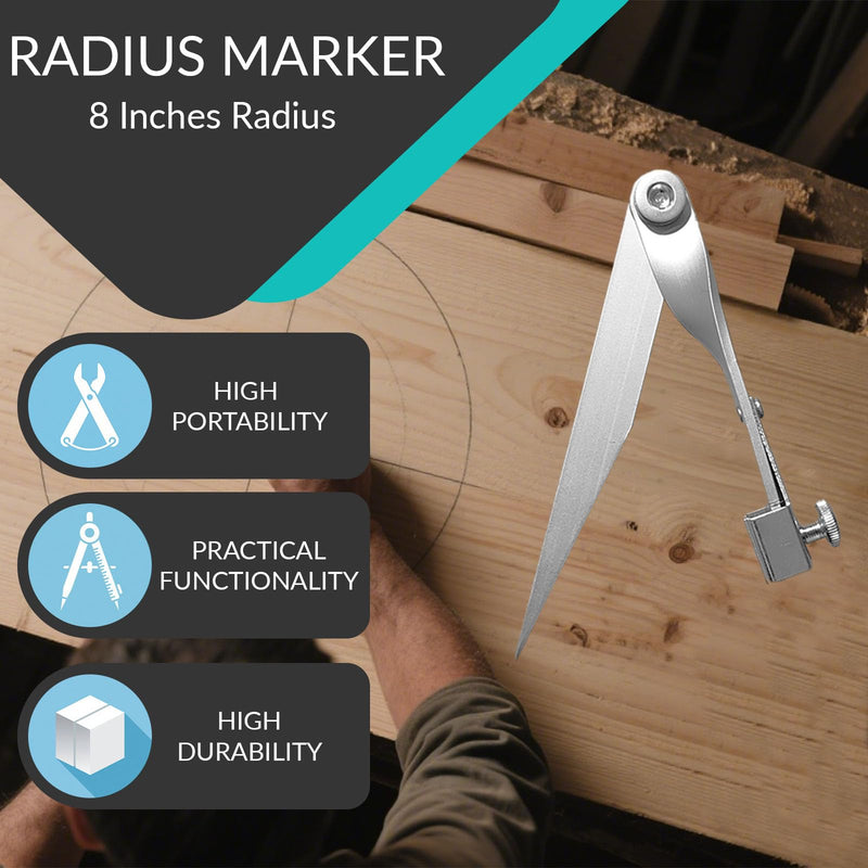 Contour Radius Marker - Up to 8" Radius, Aluminum Radius Marker with 5 Soap Stone & SoapStone Holder, Foldable Pocket-Size Standard Radius Marking Tool