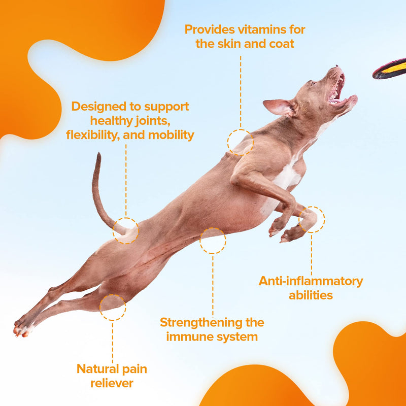 Powerful PET Hip & Joint - with Organic Turmeric - Natural Ingredients - Triple Strength - Chondroitin - Glucosamine - MSM - Organic Sea Coral Calcium. Extra Large 170 Grams. - PawsPlanet Australia