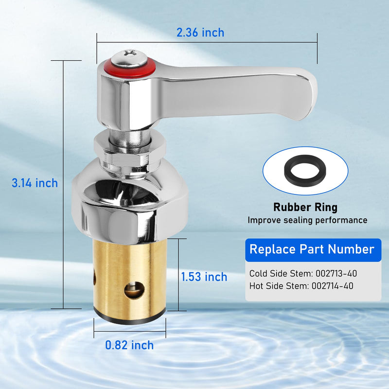 Handle Stem Assembly Hot & Cold Fits for T&S Brass Faucets Replace 002713-40 002714-40, Spindle Assembly Cartridge Faucet Valve Replacement Part