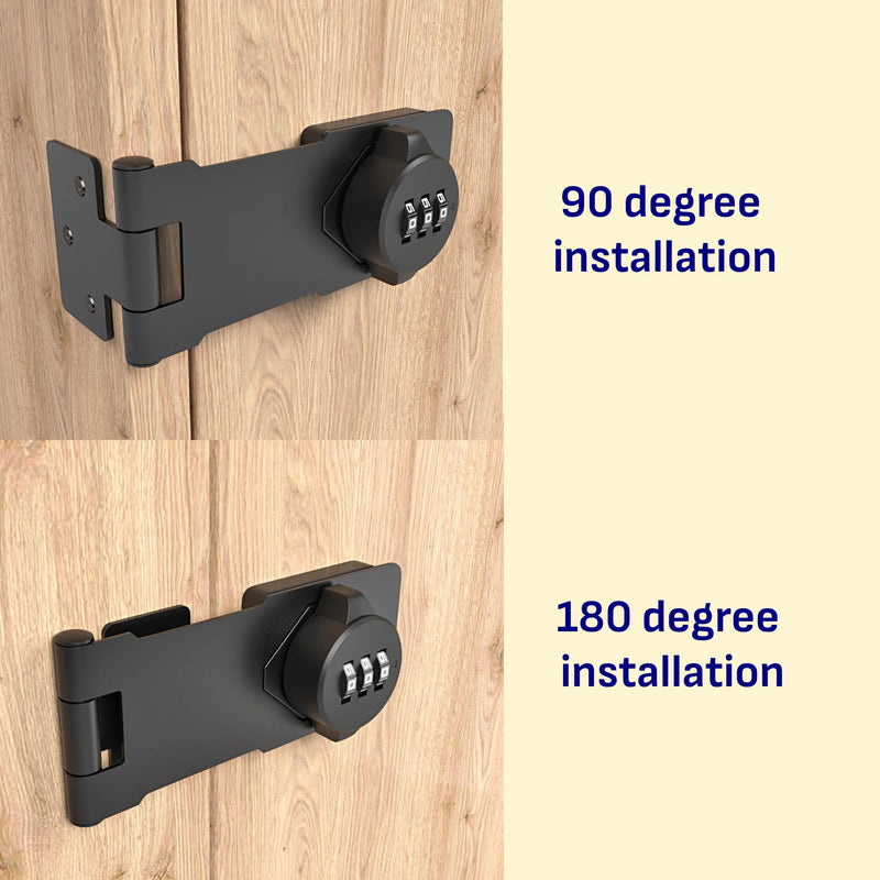 3-Digit Combination Lock, Black, Keyless, Zinc Alloy, Cabinet Door Latch, Easy DIY Installation, Wide Range of Uses