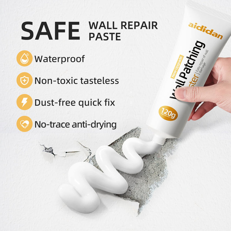 Drywall Repair Kit Hole Repair Patch Kits Wall Spackle Repair Paste Wall Mending Agent Quick Fix Solution for Home Wall, White Repair Putty Plaster Dent & Wood Scratch Repair 1 Pack