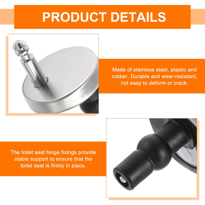 uxcell 4Pcs Toilet Seat Hinge Fixings, Quick Release Top Fix Nuts Screws Hole Fittings, Expanding Rubber Screw Toilet Seat Hinge Replacement with 45mm Base 4