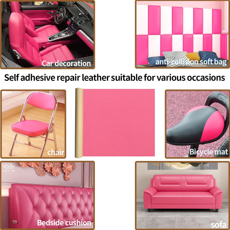 Aglzyoply Large Furniture Leather Repair Tape, Self-Adhesive Leather Repair Subsidy, 17.7x78.8inch Leather Repair Tape,for Sofa, car seat,Furniture,Kitchen cabinets, Wall, Chair,DIY Crafts (Rose red)