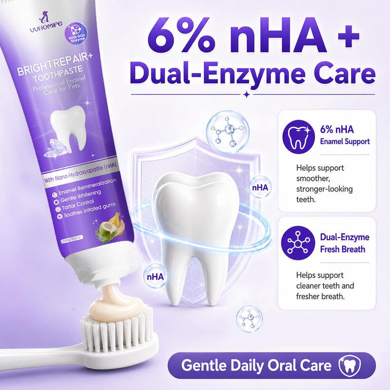 6% nHA Dual-Enzyme Pet Toothpaste for Dogs & Cats, Sensitive Teeth, 3.52oz | Gentle Enamel Care. Gum Comfort. Smooth Brushing Feel. Daily Fresh Breath Support. 3.52 Ounce (Pack of 1)