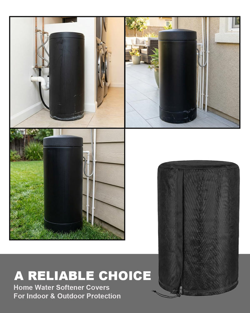 Deosk 18.5"X33" Cover For Water Softener Salt Brine Tank, Outdoor Waterproof Home Water Softener Storage Covers-Round Salt Brine Tank Protective Cover With Zipper And Adjustable Drawstring(Black) Black 18.5"X33"