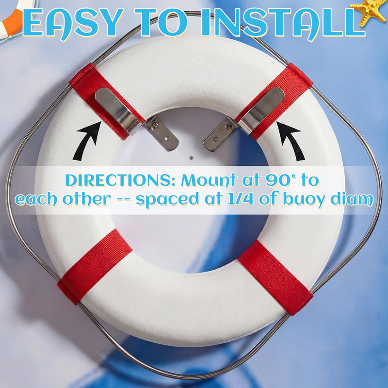 Hicarer 2 Pcs Life Ring Buoy Bracket Stainless Steel Life Buoy Holder Mount Corrosion Resistant for Lifering Buoys Throw Ropes Marine Boat Dock Hook for Pool Safety Storage Accessory