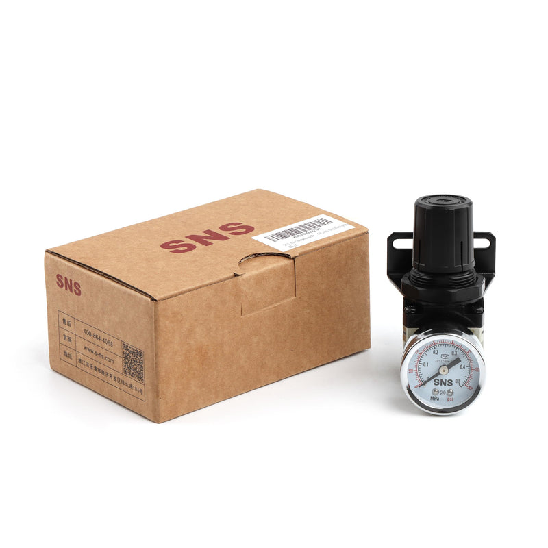 SNS Low Pressure Air Regulator Air Compressor Pressure Regulator With Bracket and Gauge Female Thread 1/4 NPT Adjustable AR2000-N02 (0-40 PSI)