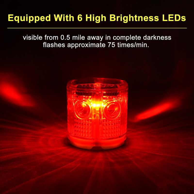 Aolyty Solar Strobe Warning Light Strong Magnetic Base Flashing Super Bright 360 Degree Automatically Turn On Waterproof for Construction Traffic Factory (Red) Red