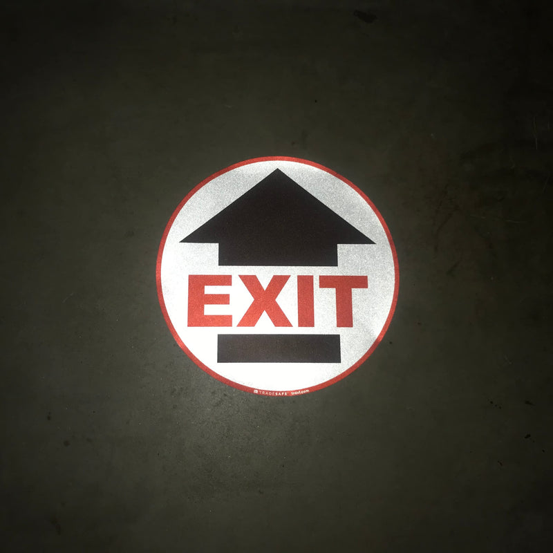 TRADESAFE Exit Anti-Slip Floor Sticker - Emergency Exit Sign Floor Decal, Peel and Stick Adhesive Vinyl Sign, ANSI-Compliant, 17” Diameter Round Sticker