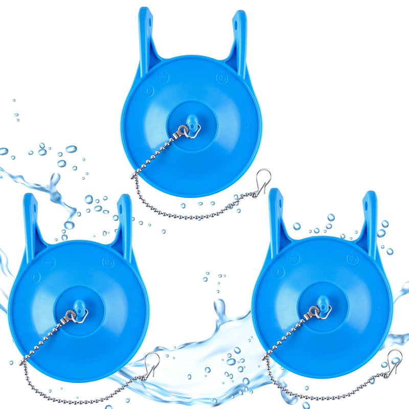 Hibbent 3 Pack Large 3-Inch Toilet Flapper Replacement Compatible with Gerber 99-788, Water Conserving Toilet Flappers for 3 Inch Flush Valves, Stainless Steel Chain, Easy to Install, Blue Compatible with 3" Gerber 99 788