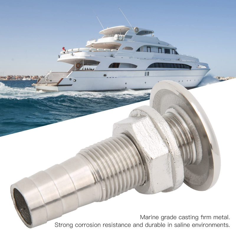 Tissting Thru-Hull Valve Fitting, 1" Boat Thru Hull Marine Straight Thru Hull Fitting 316 Stainless Steel Water Drain Outlet Plumbing Valve Hose Thru Drain Connector for Boat, Yachts(1in) 1in