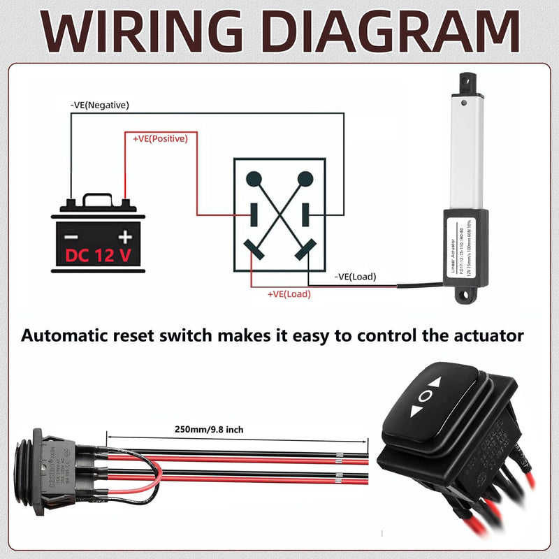 AWINLI Mini Linear Actuator 12V 4 Inch Stroke,60N/13.4Lbs,Speed 15mm/s Mini Waterproof Sports Actuator Small 12V with Mounting Bracket for Cabinets,Window Openers,Robots(100mm） 4 "/100mm mini12V