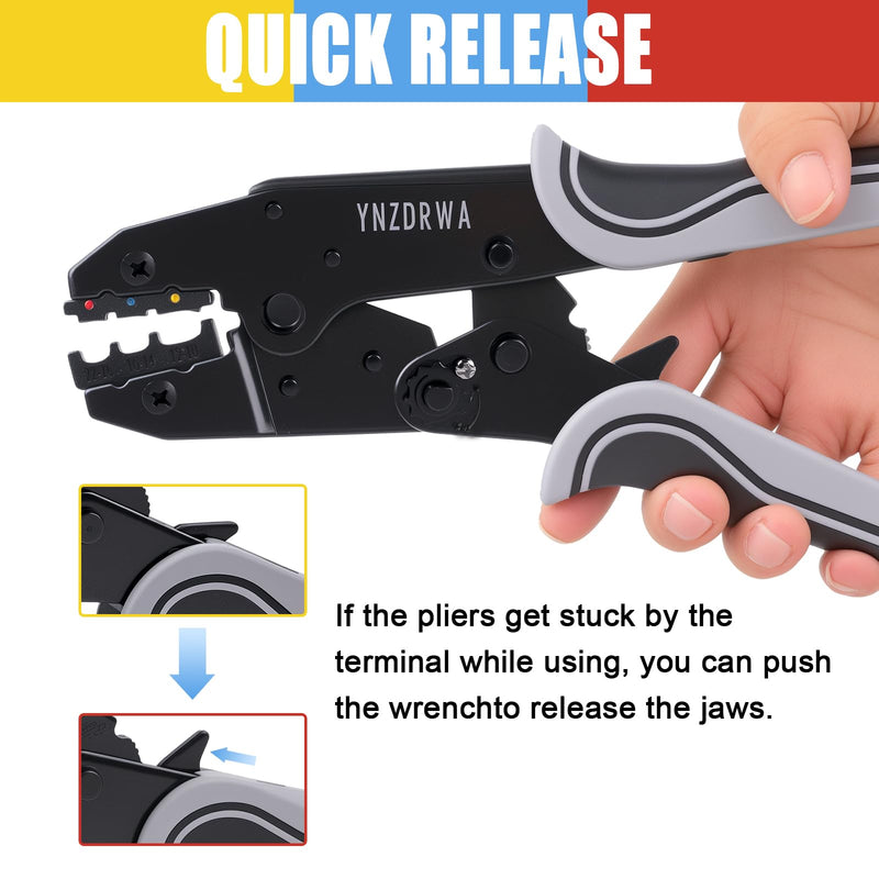 Crimping Tool for Heat Shrink Connectors, Upgraded Wire Crimper Tool, Ratcheting Wire Terminal Crimper - Crimping Pliers - Ratchet Terminal Crimper for 10 to 22 AWG Wire