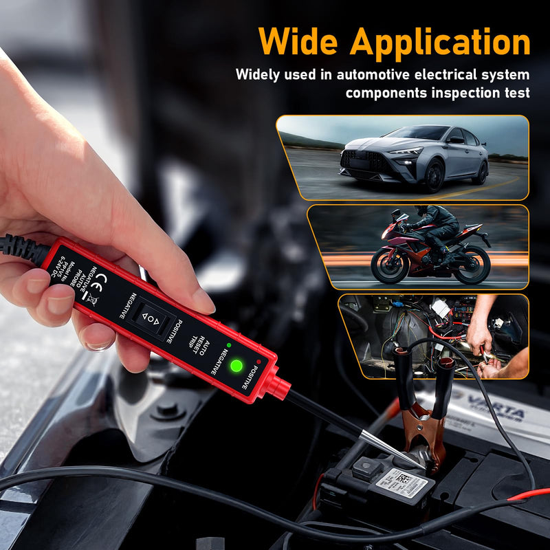 Power Circuit Probe Tester, 6-24V DC Automotive Test Light 12 Volt with 13 ft Leads Circuit Tester Breake Finder for Continuity Testing for Car SUV Truck