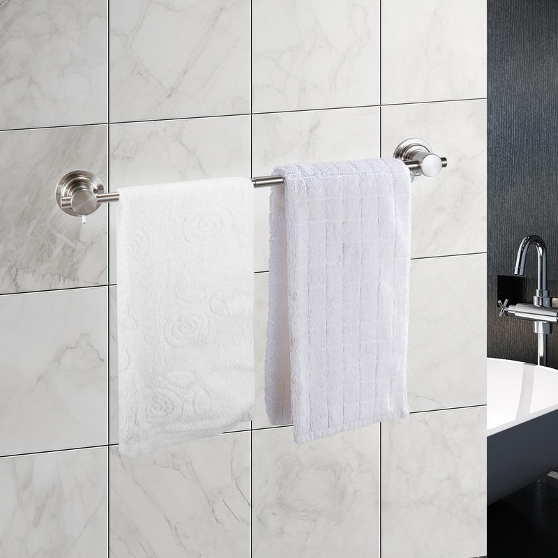 JiePai Extendable 17-28 inch Suction Cup Towel Bar,Bath Shower Towel Holder Shower Door Adhesive Towel Bar Suction Towel Rack (Suction Cup, Brushed Nicke)