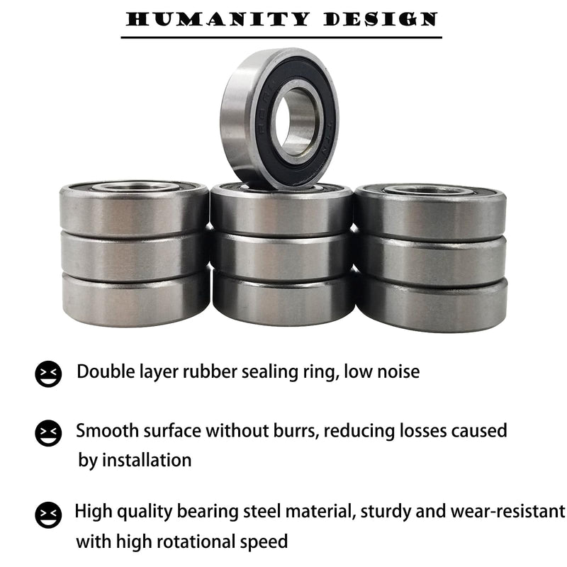 10 PCS R8-2RS 1/2 inch Bore Double Rubber Sealed Roller Ball Bearing 1/2 x1-1/8 x5/16 Inch ABEC3 Precision Small Ball Bearing for Electric Motor, Wheels, Home Appliances, Garden Machinery 10