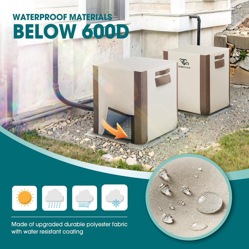 Air Conditioner Cover Waterproof, Air Conditioner Covers for AC Units, Anti-UV, Rip Resistant, Water Resistant【Medium, 1 Pack, Brown & Beige】 Medium-30H x 28W x 28D inch