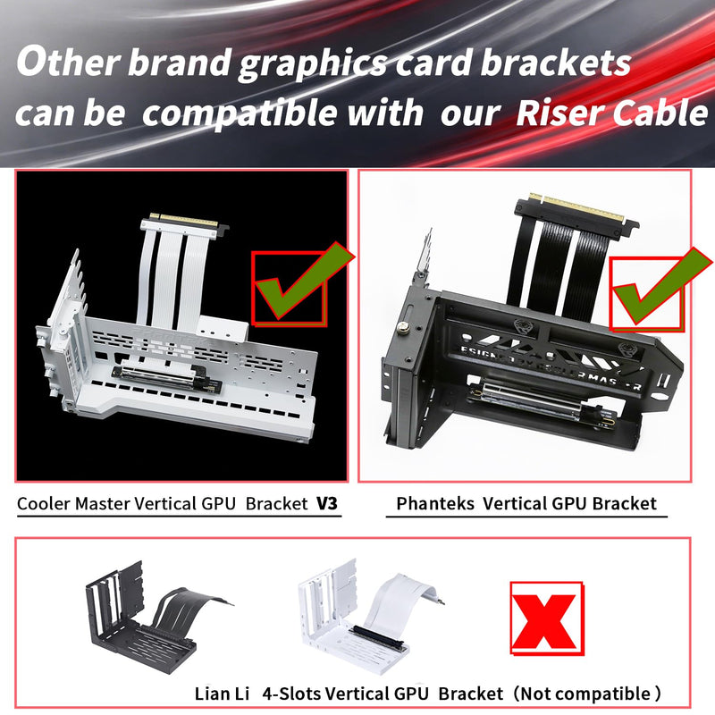 PCIe X16 GEN5 Right Angle Riser Cable PCIe 4.0 and 5.0 with GPU Vertical Mount Bracket for RTX4090,RTX5090D, RX7900XT, RX9070 ATX (16cm GEN5 Black Bracket V3) 16cm GEN5 Black Bracket V3