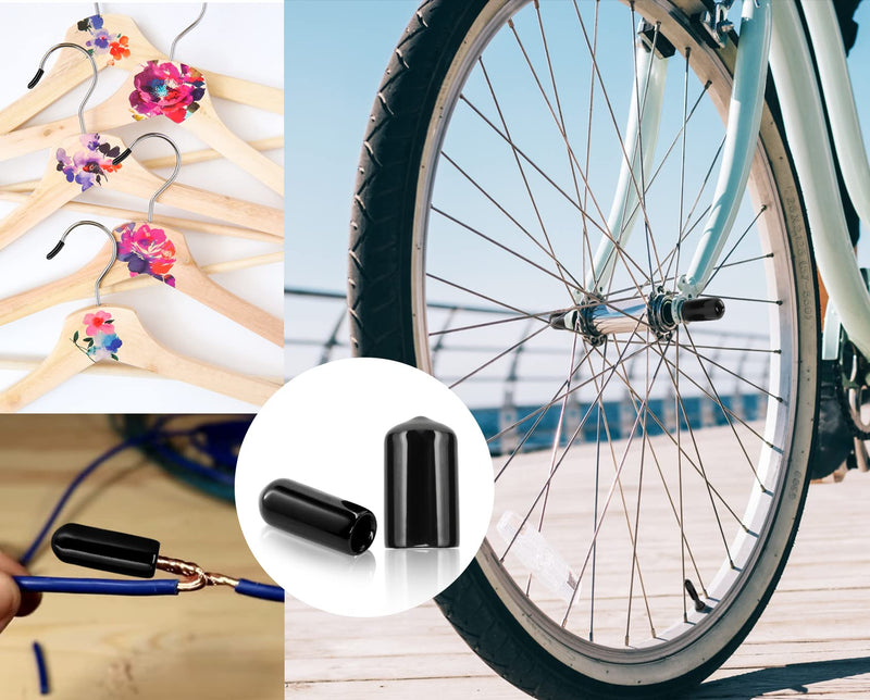 60PCS Screw Thread Protectors 5mm ID Rubber End Caps Vinyl Flexible End Caps Round Tube Bolt Cap (Black, 60PCS) 60