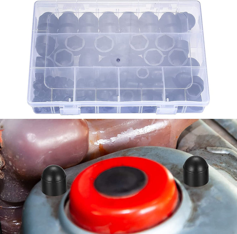 145 Pcs Screws Bolt Covers Caps, Hex Head Dome Bolt Covers, Plastic Bolt Caps, Screw Caps Covers, Hexagonal Screw Bolts Cover Protection Caps for Matching, M4 M5 M6 M8 M10 M12