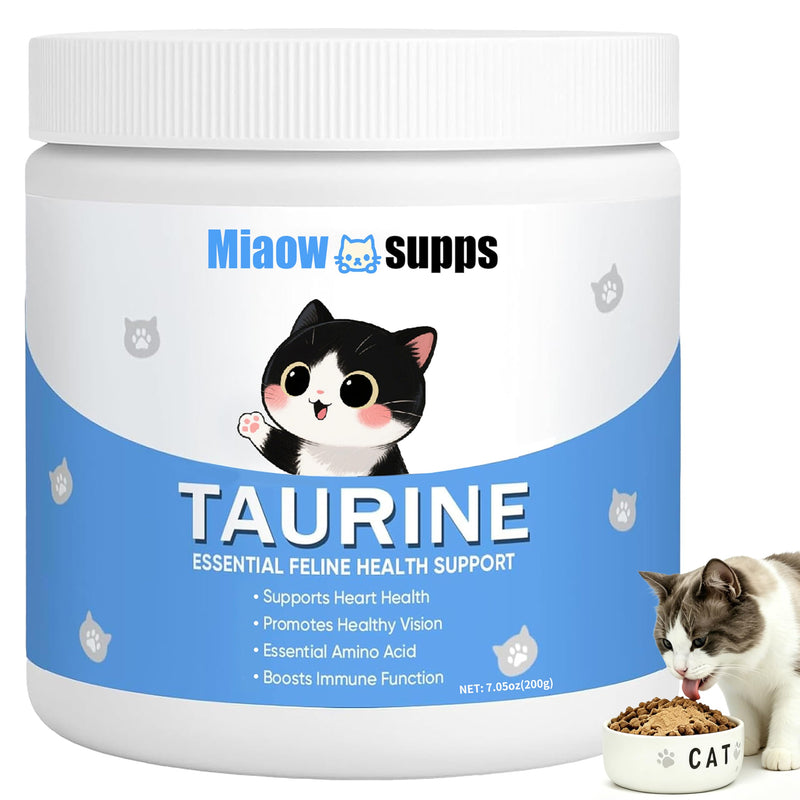 Taurine Powder for Cats, Boost Energy & Vitality, Improves Hair Health, Immune Support, with Dosing Spoon, Easy to Mix in Food, 200g