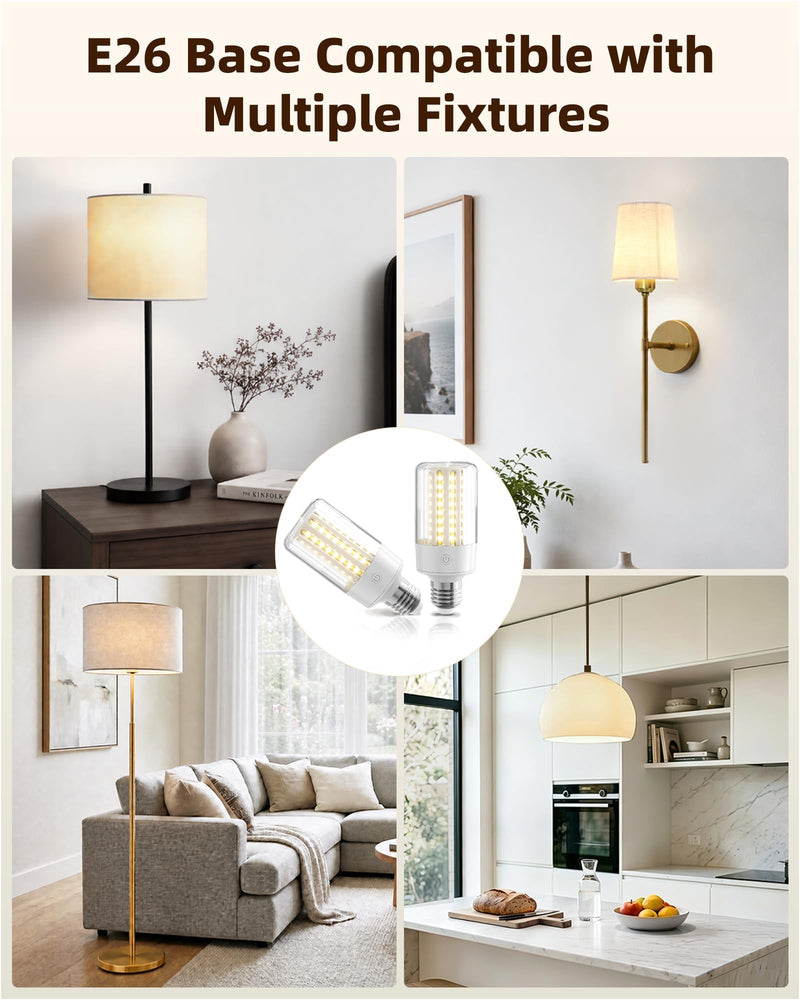 EZVALO E26 Rechargeable Light Bulb with Remote and Timer, Battery Backup Bulb for Sconces and Lamps, Magnetic Bulbs for Non-Hardwired Fixture, 3 Color Temperatures,Timer, Dimmable, 4000mAh, 2 Pack White