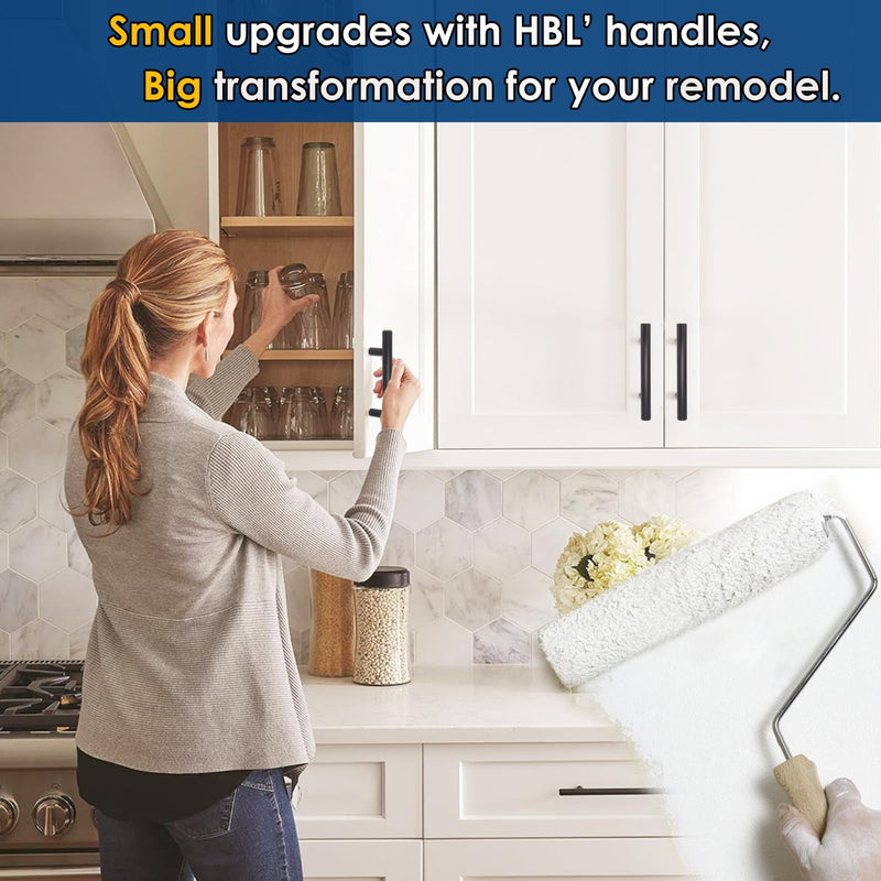 HBL' 30 Pack | 3 Inch Center to Center Matte Black Cabinet Pulls Kitchen Cabinet Handles,Made of Stainless Steel,Ideal for Cabinet,Drawer,Cupboard and Wardrobe. 5-Inch Length (3-Inch Hole Center) - NewNest Australia