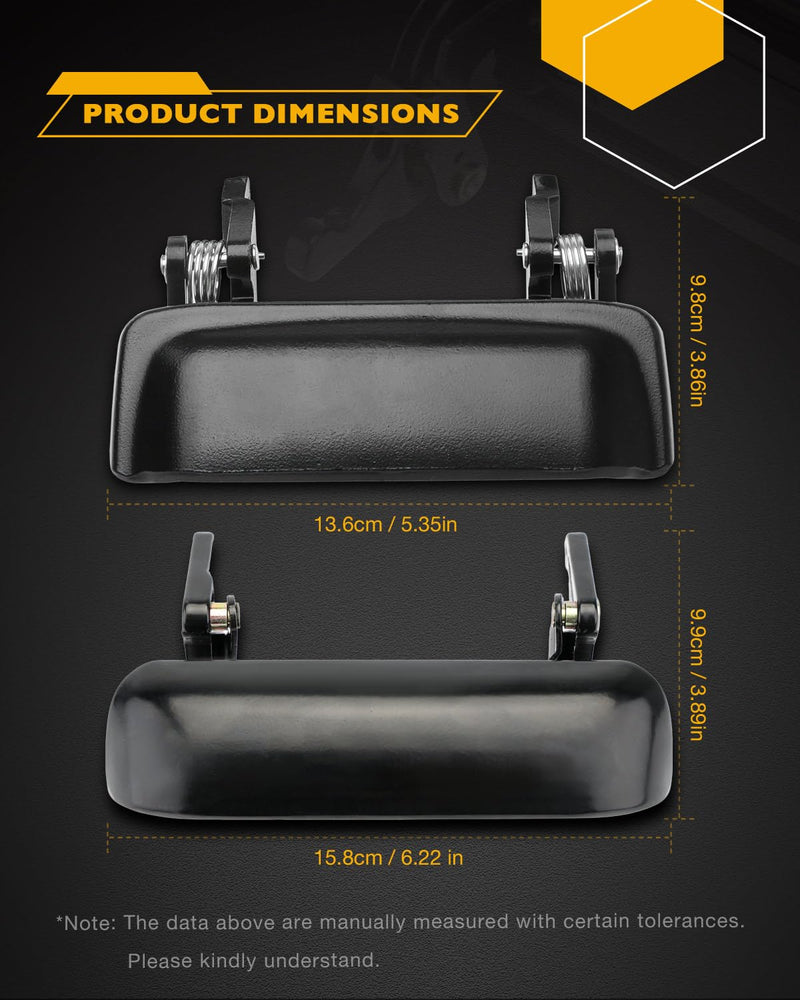 Metal Door Handle Set, Compatible with 1998-2011 Ford Ranger, 01-10 Mazda B2300 B3000 B4000, Front Driver & Right Passenger & Rear Tail Gate Latch Handle, OE# 2L5Z1022404BAA, FO1310134, 1L5Z9943400AAA 3 Pieces Tailgate & Outside Handles Metal Black
